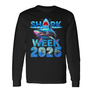 Maglietta a maniche lunghe Shark Week 2025 con design sulla conservazione dell'oceano - Product Image 2