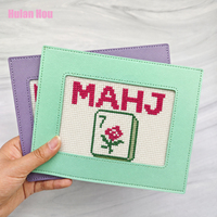 Pochette pour cartes de Mahjong YY avec intercouche en PVC, sac pour cartes de Mahjong avec fenêtre à broderie auto-finissante, couverture de cartes de Mahjong DIY pour travaux d'aiguille