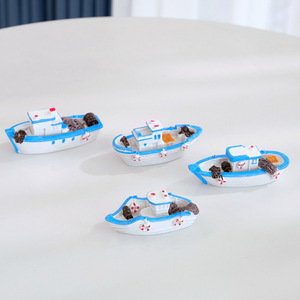 เรือประมงจิ๋วสไตล์เมดิเตอร์เรเนียน งานเรซิ่น ตกแต่งตู้ปลา กันน้ำ สำหรับตู้ปลา - Product Image 2