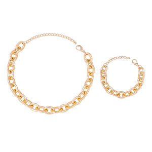 European American Fashion Jewelry <b>Set</b> Zinc Alloy Chain Necklace <b>Bracelet</b> Geometric Design Party Wear - Product Image 5