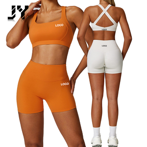 Jy 2025 Áo ngực chéo lưng thể thao màu sắc mới Khỏa Thân áo ngực ngắn không tay nâng ngực tập thể dục cho nữ Bộ tập Yoga nữ 2 món - Product Image 1
