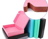 Caja de Cartón Corrugado Rosa Personalizada con Impresión Interior Completa para Envío de Ropa y Cosméticos, Caja de Embalaje Tipo Avión con Logotipo