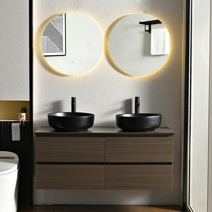 Miroir <span class=keywords><strong>LED</strong></span> mural moderne pour <span class=keywords><strong>salle</strong></span> <span class=keywords><strong>de</strong></span> <span class=keywords><strong>bain</strong></span> avec vasque en pierre et caractéristiques écologiques - Product Image 1