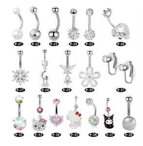 Bán buôn bụng nút vòng dễ thương hình trái tim hồng Thiết kế clip trên bụng Vòng không piercing đồ trang sức cơ thể - Product Image 2