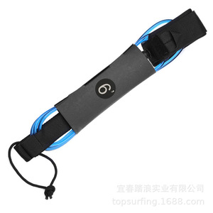 Laisse de planche à pagaie 6 pieds 5 mm bleue en TPU avec boucle élastique unisexe pour sports nautiques – Corde de sécurité - Product Image 1