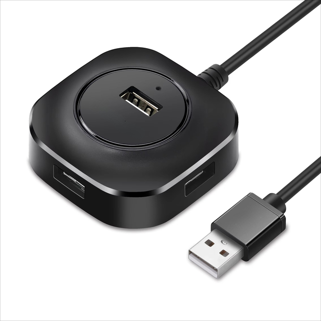 4 in 1 Round USB2.0 Hub 4 Ports Multi Adapter Expander USB Splitter with Micro USB Power Black and White-Stock Available