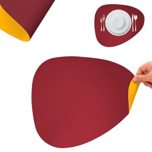 Set de table double face en similicuir 45x37 cm, bordeaux et jaune - Product Image 1