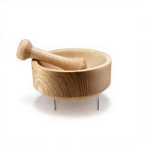 Mortero y Pilón de Madera Ecológicos Hechos a Mano, Aptos para Alimentos, Molinillo de Especias y Triturador de Hierbas de Madera Natural para Cocina - Product Image 6