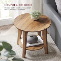 Table d'appoint classique à 2 niveaux en bois, légère, de capacité moyenne, avec étagère, organisateur de rangement sur pied pour salon