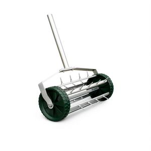 Aérateur de pelouse rotatif 350x180mm, outil d'aération du sol durable pour pelouses, entretien manuel du jardin, vert - Product Image 1