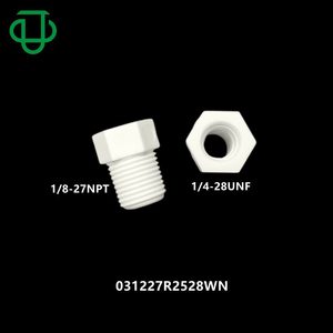Conector de HDPE de 19.5 mm con rosca macho de 1/8-27 pulgadas a rosca hembra UNF de 1/4-28, conector recto para manguera y accesorios de tubería con rosca macho. - Product Image 1