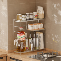 Étagère de rangement pour comptoir de cuisine, multi-niveaux, en acier inoxydable, étagère à épices réglable, organiseur de bouteilles d'épices pour cuisine