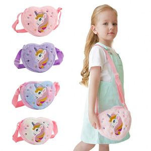 Custom Purple Small Fluffy Plush <b>Unicorn</b> Chest Bag & Crossbody Shoulder <b>Purse</b> for Little Girls Zipper Closure All Seasons - Product Image 1