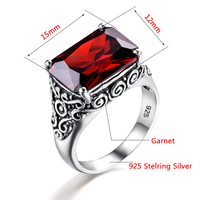 Bague en argent sterling 925 véritable avec pierre de cristal rubis pour homme et femme, motif médiéval gravé vintage, bijoux
