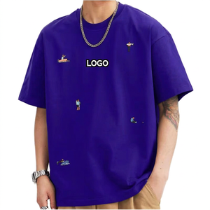 เสื้อยืดโอเวอร์ไซส์สีม่วงไลแลคสำหรับผู้ชายปี 2026 ปักโลโก้ตามสั่ง ผ้าฝ้าย สตรีทแวร์ ทรงหลวม ขายส่ง ผู้จัดจำหน่ายยอดนิยม - Product Image 6