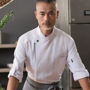 Abrigo de <span class=keywords><strong>Pizza</strong></span> de diseño moderno con logotipo personalizado, abrigo de Chef ligero para Hotel, restaurante, bar, algodón, poliéster, chaqueta de Chef de cocina, uniforme - Product Image 1