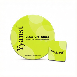 Bandes orales dissolvables à base de plantes, 30 bandes, motif à pois vert citron vif, boîte métallique ronde, bandes orales pour le sommeil - Product Image 1