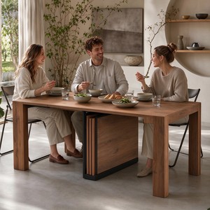 <span class=keywords><strong>Tavolo</strong></span> da Pranzo Moderno Espandibile in Legno Massello, Design Pieghevole Personalizzato, Allungabile per Uso Alberghiero, <span class=keywords><strong>Tavolo</strong></span> Multifunzione - Product Image 5