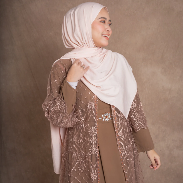 Rose Gold Hijab Dress - Elegant Muslim Fashion 2025 Rose Gold Hijab Dress - Elegant Muslim Fashion 2025
