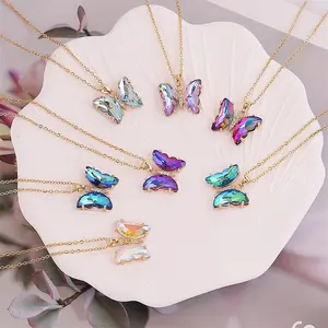 Star combination Europe and the United States cross-border jewelry multicolor Zircon necklace personality 18K gold collar stainl