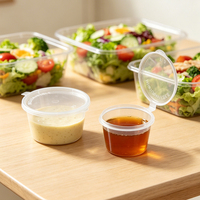 Gobelets à sauce jetables en PP avec couvercle, design à charnière à paroi simple, capacités multiples, logo personnalisé et service OEM pour la restauration rapide à emporter