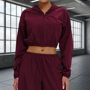 Haut de yoga respirant à manches longues et fermeture éclair pour femme, coupe ample, couleur unie - Product Image 4