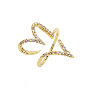 Anillo de Corazón Abierto Geométrico Chapado en Oro con Micro Pavé de Circonitas, Regalo de San Valentín 2026 - Product Image 3