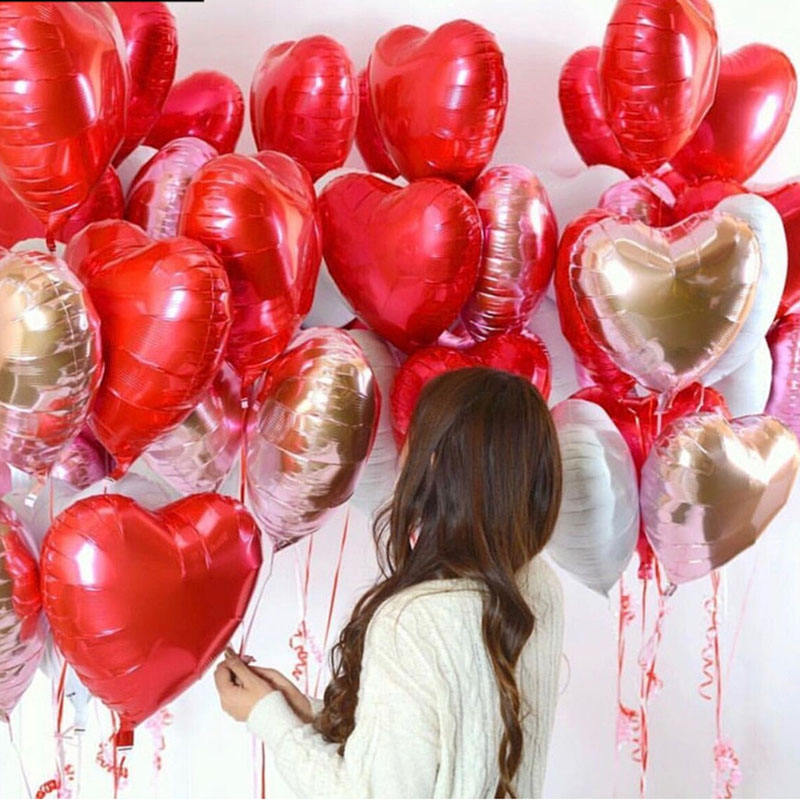 Valentine's Day Wedding & Birthday Party Supplies 18inch Red Heart Aluminum Foil Balloons Colorful Love Globos Decorations