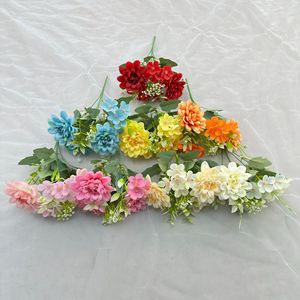 Dalias Artificiales de Doble Cabeza, Flores de Seda Blancas, Rojas, Amarillas, Naranjas, Azules, Rosas, Champán, Decoraciones para Bodas y Hogar - Product Image 3