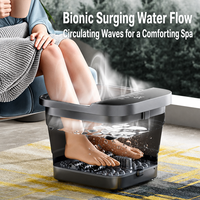 Système de chauffage circulant pour bain de pieds intelligent pliable avec écran LCD, bulles, lumière rouge et fonction de massage des pieds chauffant