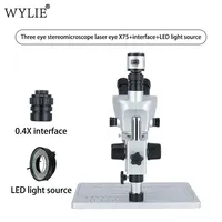 Microscope stéréoscopique trinoculaire WYLIE X75, zoom continu 0,75-7,5X, adaptateur 0,4X, éclairage annulaire LED pour réparation de cartes de circuits imprimés de téléphones