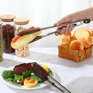 Holz zange zum Kochen Antihaft-Küchen salat zange mit Holz spitzen zum Servieren von Salat Flipping Burgers Grillen und vieles mehr - Product Image 3