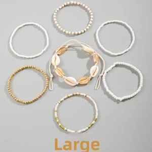 बोहो समुद्र तट हीरा जस्ता मिश्र धातु ब्रेसलेट ने महिलाओं को 7 पीसी खोल दिया स्टारफिश बीज बोने हुए ढेर सारे ढेर - Product Image 5