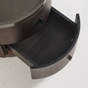 Italian Style Smoked Solid Wood Round Bedside <b>Table</b> Modern <b>Storage</b> Cabinet For Bedroom High <b>End</b> Design - Product Image 4