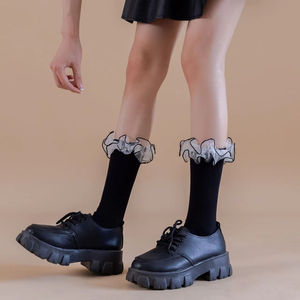 Bas <span class=keywords><strong>de</strong></span> mollet transparents en dentelle d'été résistants aux coupures Chaussettes mi-mollet JK Bow Chaussettes en nylon à bord <span class=keywords><strong>champignon</strong></span> pour femmes - Product Image 1