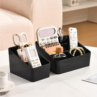 Nouvelle boîte de rangement de bureau rectangulaire Xichen à rayures verticales, design antidérapant à grille, compartiments pour cosmétiques et télécommandes