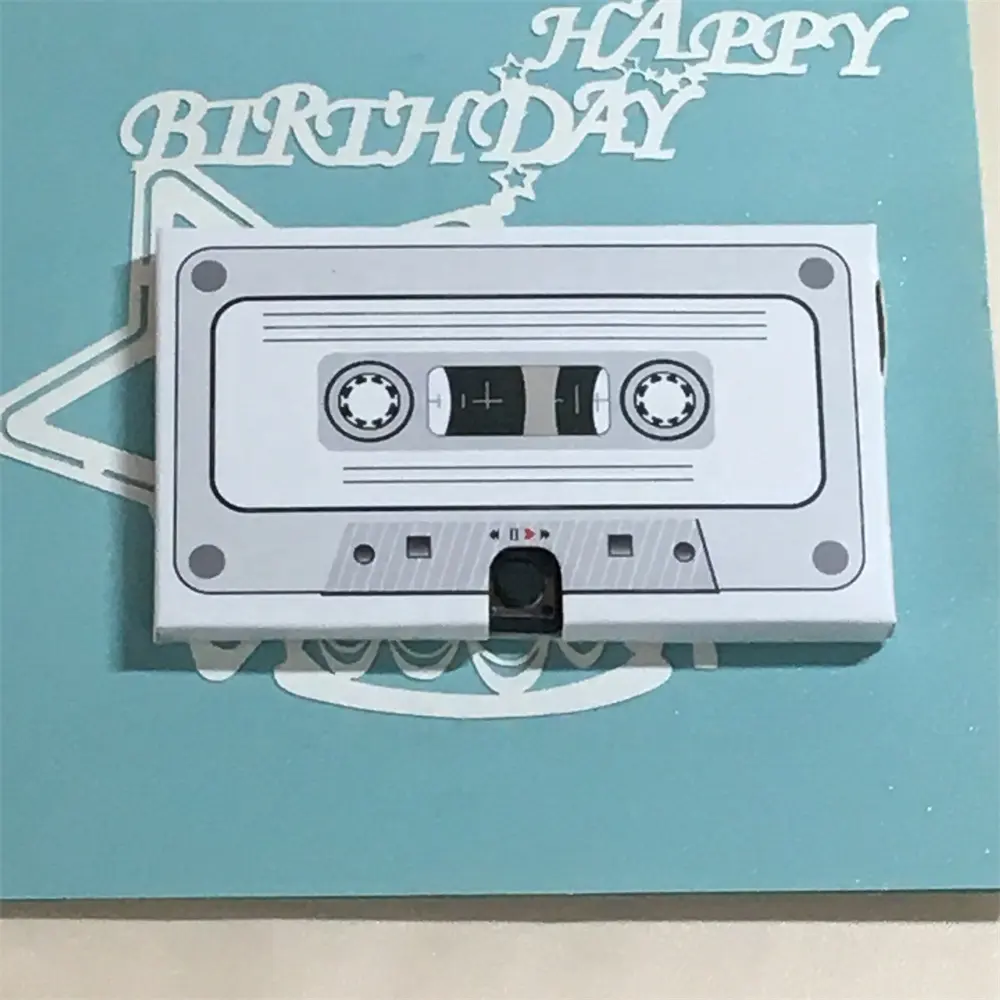 파티 공급 용지 60s oice 녹음 카세트 테이프 모양 레코더 카드 감사합니다 선물 인사말 카드 3D 팝업 종이 카드