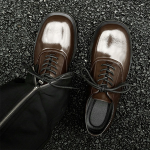 Scarpe <span class=keywords><strong>stringate</strong></span> Business Elite Winter Derby di coppia in pelle con suola spessa scarpe eleganti da uomo alla moda da <span class=keywords><strong>donna</strong></span> 14643 marrone-J - Product Image 3