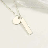 Acier inoxydable plaqué or 18K gravure personnalisée nom disque longue barre blancs plaque signalétique pendentif bijoux collier