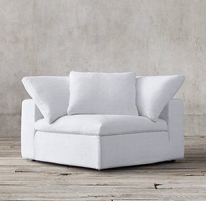 Canapé modulaire en <span class=keywords><strong>tissu</strong></span> lin RH Rhoohill, style moderne et luxueux pour salon, 3 places, housse amovible - Product Image 4