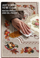 Nappe en PU robuste à motif rustique récolte d'automne, bordure vintage, pour Thanksgiving et les fêtes