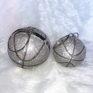 Bolsa de Futebol e Basquete com Strass para Mulheres, Bolsa de Luxo, Bolsa em Forma de Diamante, Bolsa Redonda, Forma de Bola, Brilho de Cristal - Product Image 4