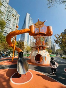 Attrezzature per Parco Giochi all'Aperto a Tema Spaziale Personalizzate, Sport e Ricreazione, Strutture in Metallo, Doppio Scivolo in Acciaio Inox a Forma di Razzo - Product Image 6