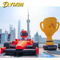 Decoración Temática de Carreras para Eventos Comerciales al Aire Libre, Modelo de Coche de Fórmula de Simulación, Coche de Carreras Inflable Gigante con Figura de Piloto