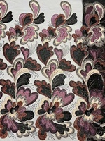 Nouveau Tissu en Dentelle Brodé Tissé Uni Scintillant à Paillettes Respirant Écologique 100% Polyester Léger Luxueux Perlé