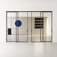Porte coulissante en verre trempé de 10mm cadre en aluminium système de dérivation porte de séparation de pièce de balcon
