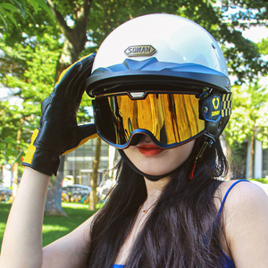 خوذة دراجة نارية نصفية بتصميم ألماني من البلاستيك ABS، خوذة كلاسيكية مفتوحة الوجه للدراجات النارية، معتمدة من DOT، مقاسات من M إلى XXXL - Product Image 6