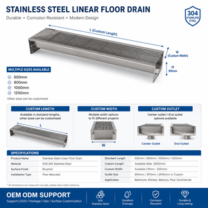 <span class=keywords><strong>Caniveau</strong></span> de douche linéaire en acier inoxydable 304, long, avec <span class=keywords><strong>grille</strong></span> amovible, pour cuisine, salle de bain, balcon, fourniture d'usine OEM ODM - Product Image 4