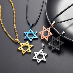 Hommes Femmes Bijoux Juifs Megan Étoile de David Pendentif Collier 18K or Israël Collier Corde ou Chaîne En Cuir - Product Image 3