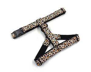 Ensemble Leopard Step In et laisse, personnalisé avec nom collier noeud papillon, concepteur sans harnais de traction, ensemble de harnais pour chien - Product Image 3